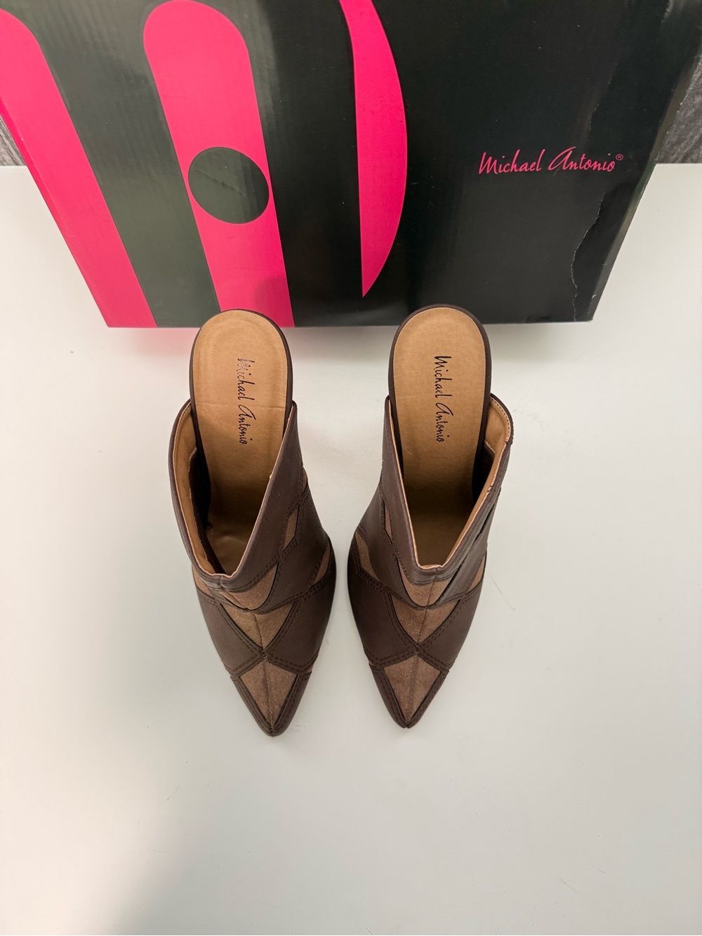 Michael Antonio Brown Patchwork Pointed-Toe Mules